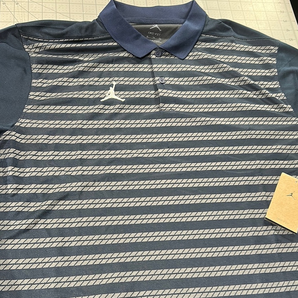 Jordan Men's Blue Striped Polo Shirt